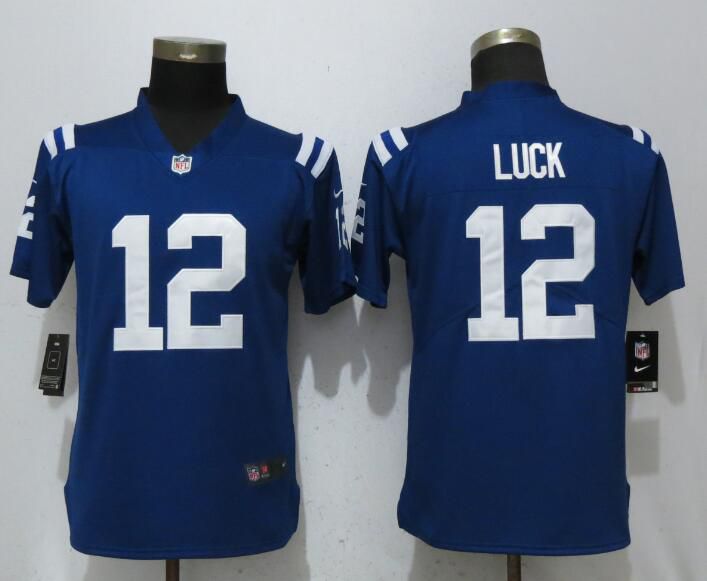 Women Indianapolis Colts #12 Luck Blue Vapor Untouchable Player Nike Limited NFL Jerseys->women nfl jersey->Women Jersey